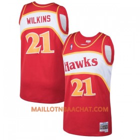 Maillot NBA Atlanta Hawks Dominique Wilkins 21 Hardwood Classics Rouge Swingman - Homme